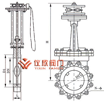 鏈輪對夾式刀形閘閥